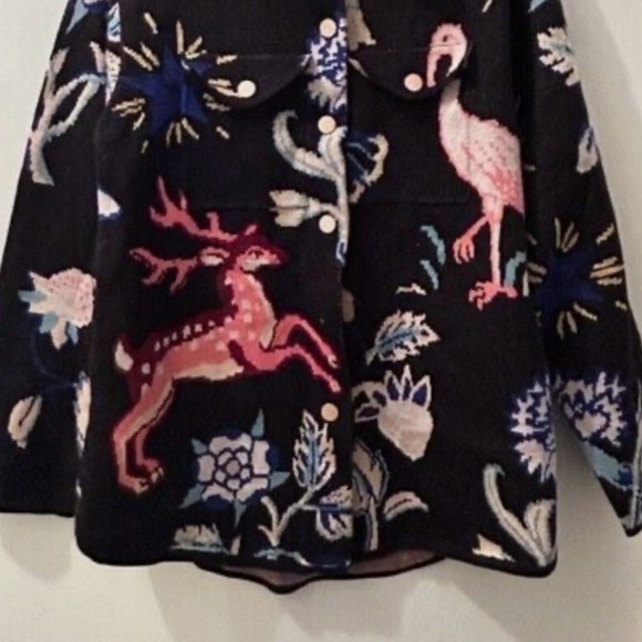 Folkloric flamingo Anthropologie deer sweater jacket - Picture 11 of 12